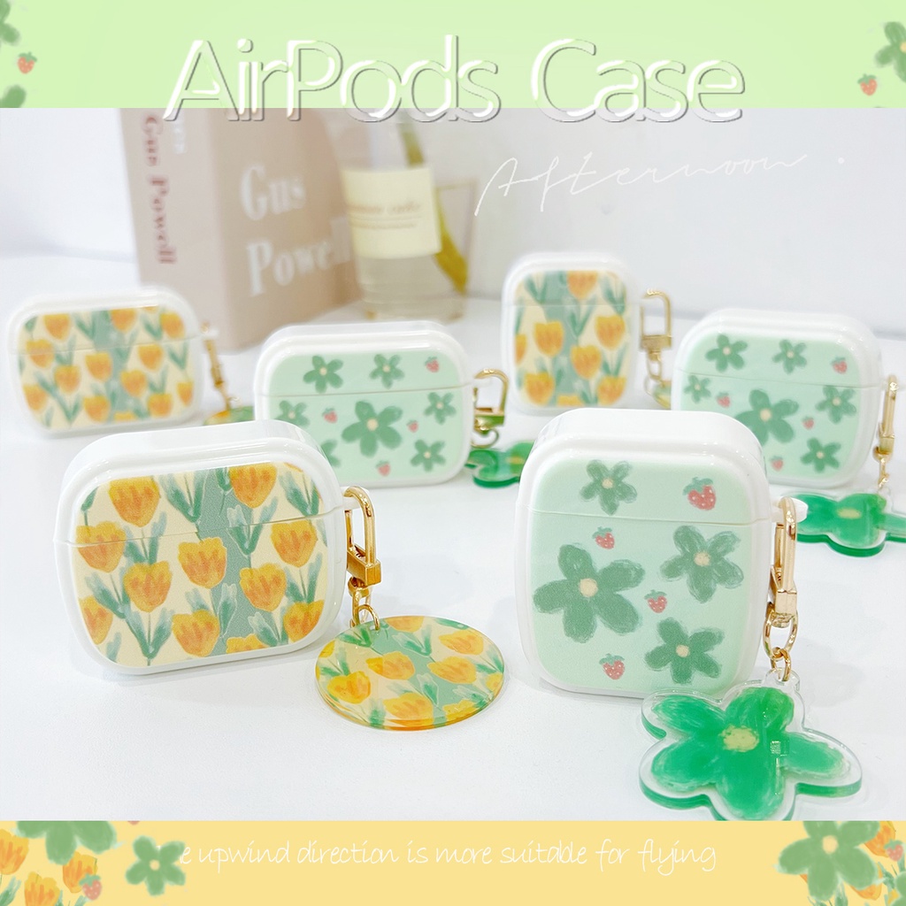 Vỏ Bảo Vệ Hộp Sạc Tai Nghe AirPods3 AirPods3 Họa Tiết Hoa Tulip/ Dâu Tây Dễ Thương Kèm Móc Treo Tiện Dụng2G Ốp