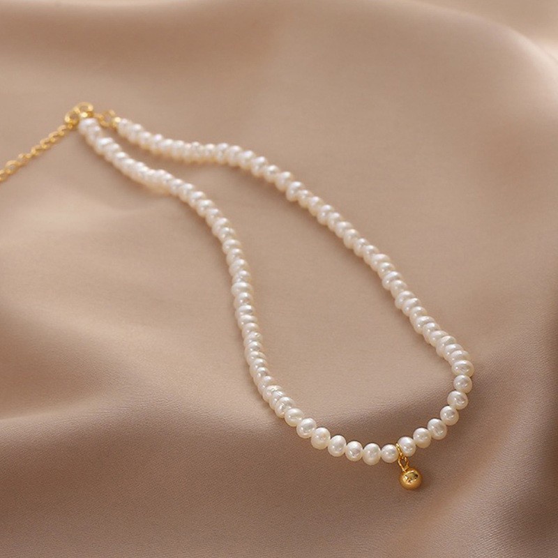 Vòng Cổ Choker Đính Hạt Ngọc Trai Tròn Màu Vàng Sang Trọng Dành Cho Nữ