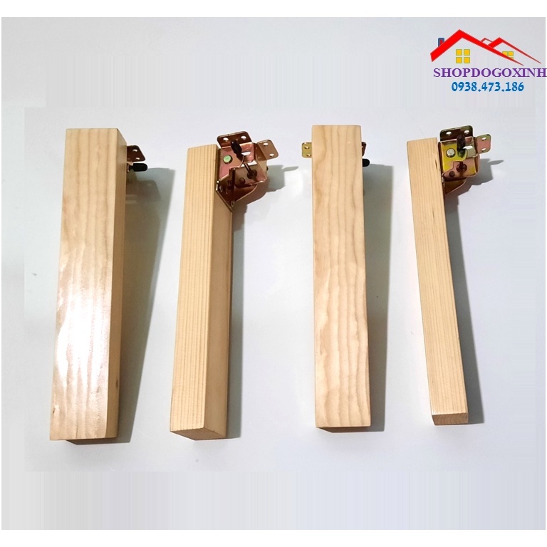 Bộ 4 chân bàn gỗ cao 25cm, 30cm, 35cm  có giao hỏ