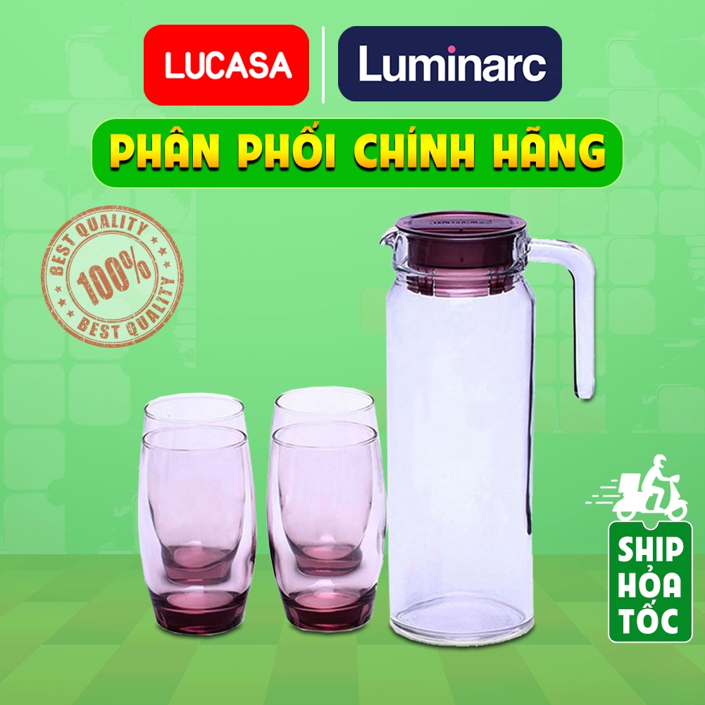 Bộ Bình Ly Thủy Tinh Màu Hồng 5 món Luminarc Rotterdam Ice Pink - LUROJ5828 | Phân Phối Chính Hãng