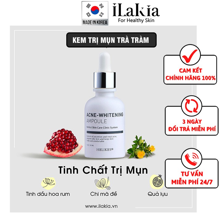 Serum Ngừa Mụn Trắng Da ILAKIA Tinh Chất Ngừa Mụn Rau Má Sạch Mụn Ẩn mụn Đầu Đen Hàn Quốc