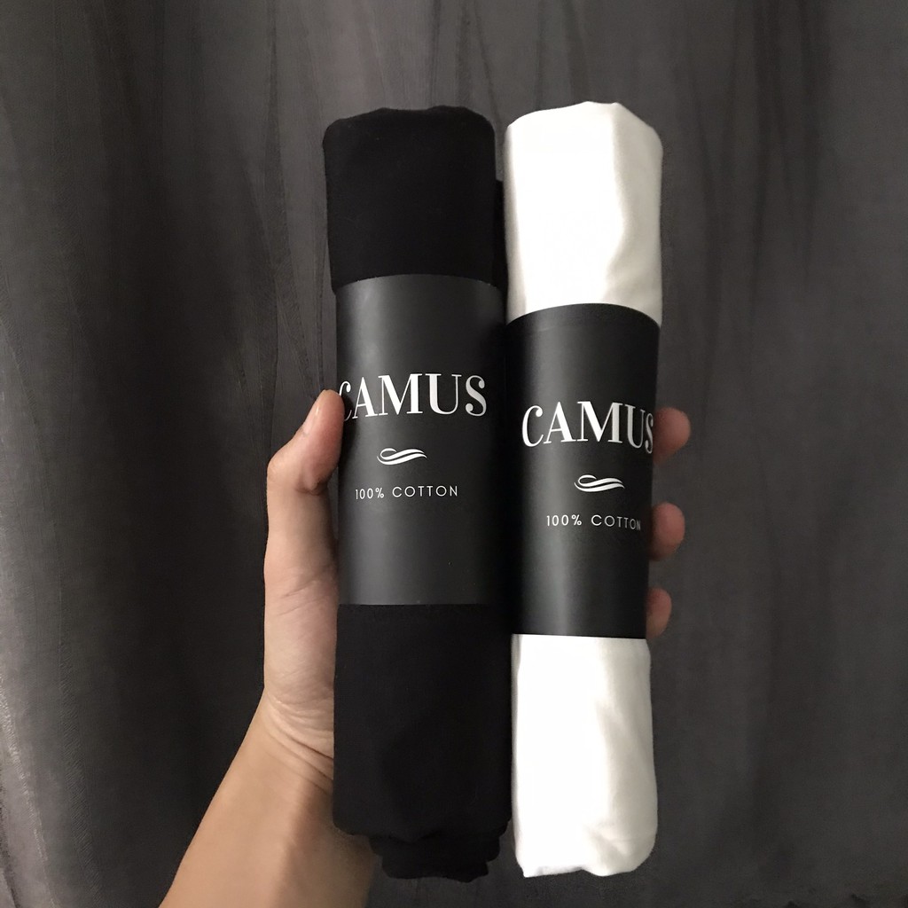 Áo Thun Trơn Camus Xuất Hàn 2 Màu Trắng Đen Thun Cotton Mặc Mát Thoải Mái Hạn Chế Nhăn