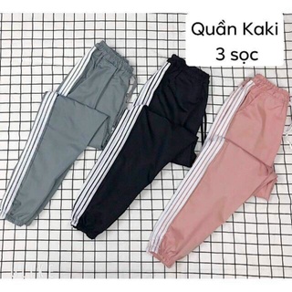 Quần Jogger Kaki Nam Nữ 3 Sọc Bo Gấu Ống Chân, Chất Kaki Mềm Mịn
