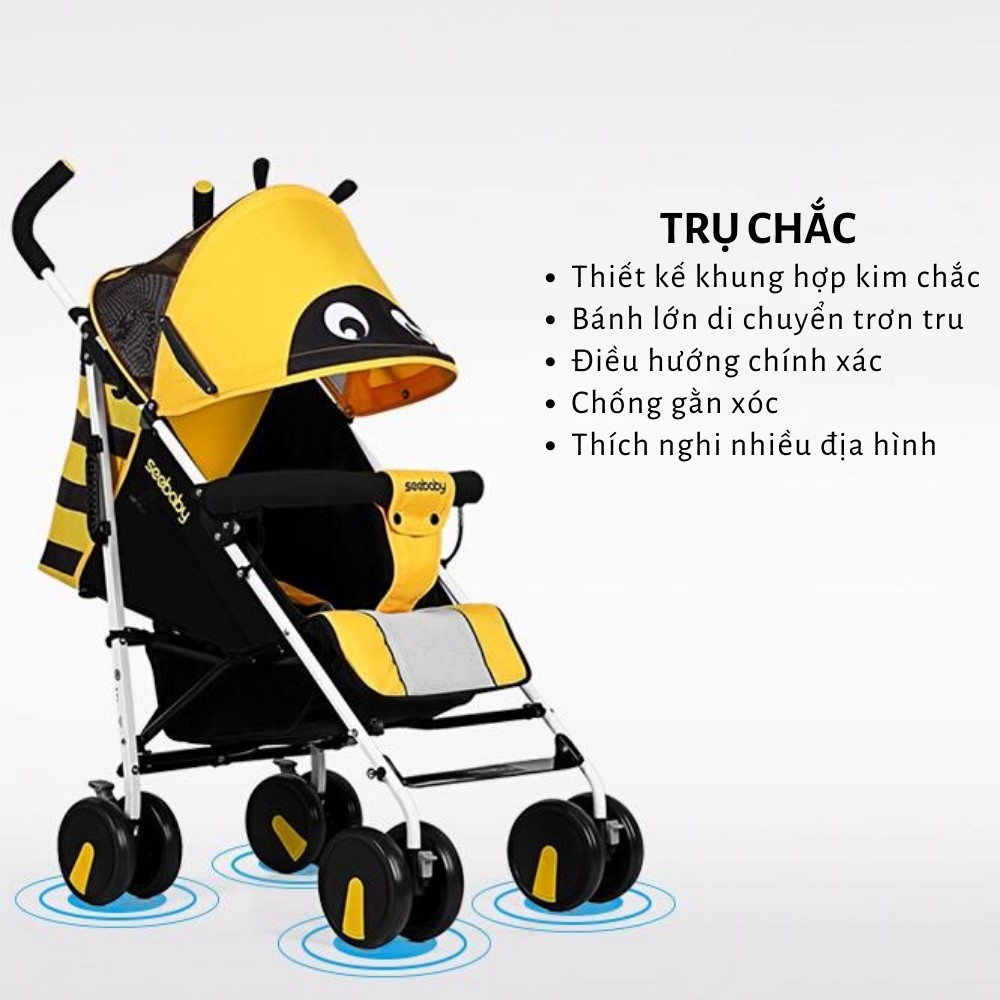 Xe đẩy trẻ em Seebaby QQ3 gấp gọn chú ong