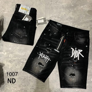 Quần bò ngố nam đen khóa lệch chữ,quần lửng nam chất jean có giãn nhẹ mặc thoải mái_quần short nam mặc đẹp mã DOR25
