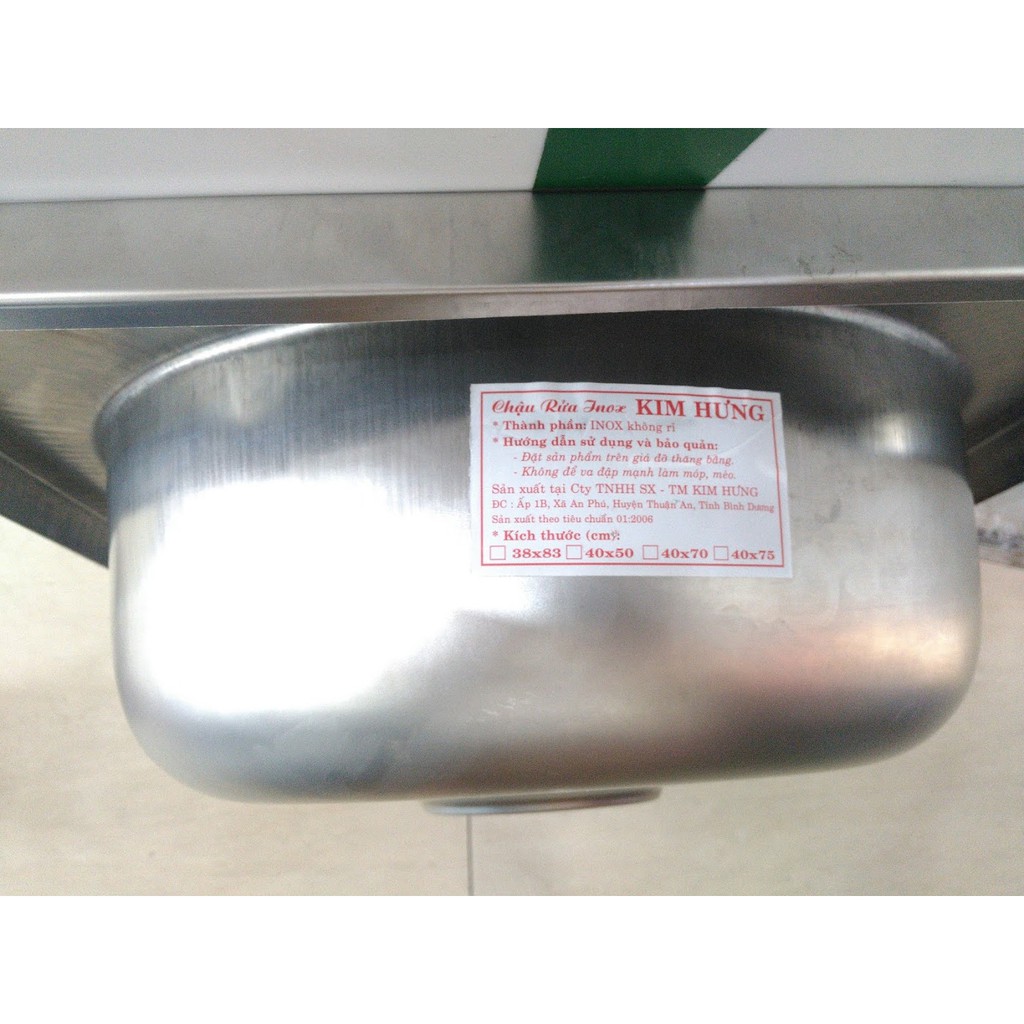 chậu rưa chén inox100% kích thước 40x50 cm