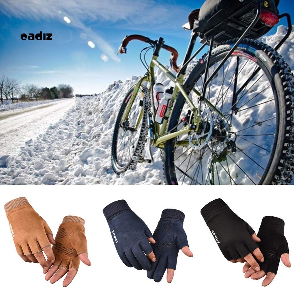 1 Đôi Găng Tay Da Lộn Phối Lông Ấm Áp Thời Trang Mùa Đông Cho Nam Và Nữ