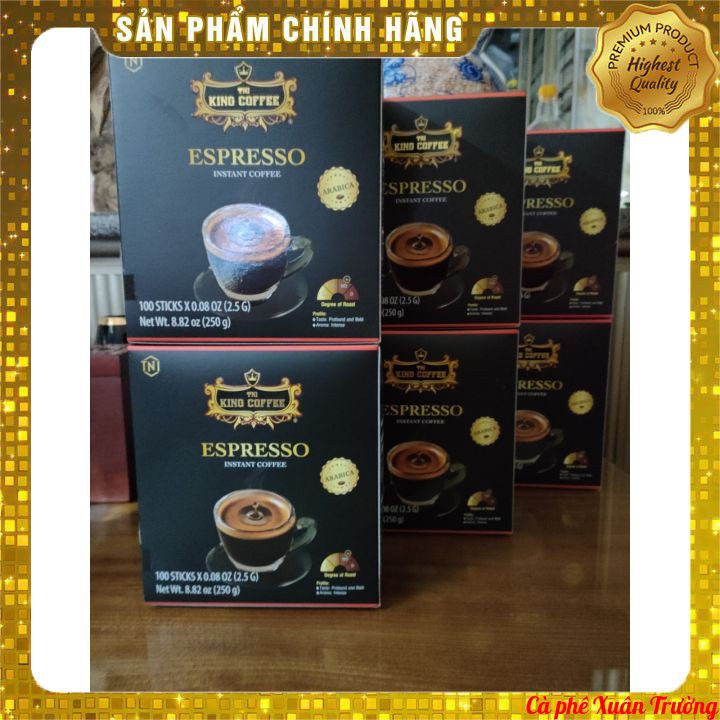 [Mua nhiều giảm nhiều] Combo 6 Hộp Cà phê hòa tan KING COFFEE Espresso - Hộp 100 gói x 2,5g (250g)