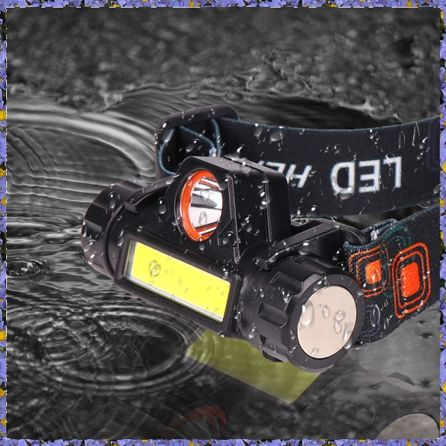 Đèn pin đội đầu bóng LED XPE + COB với công tắc + cáp sạc USB | BigBuy360 - bigbuy360.vn