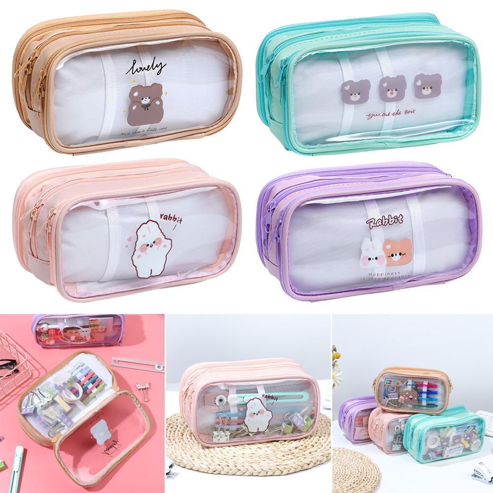 Hộp Bút GOGOUP Màu Trơn Ngăn Chứa Rộng Có Dây Kéo Thời Trang