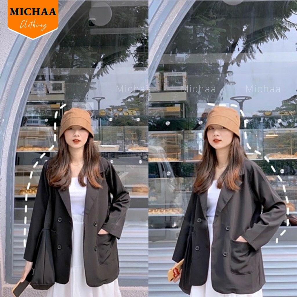 Áo BLAZER TRƠN 4 CÚC Nữ Tay Dài Ulzzang ❤ Áo Vest Nữ Khoác Ngoài Mẫu Mới Phong Cách Hàn Quốc - MICHAA