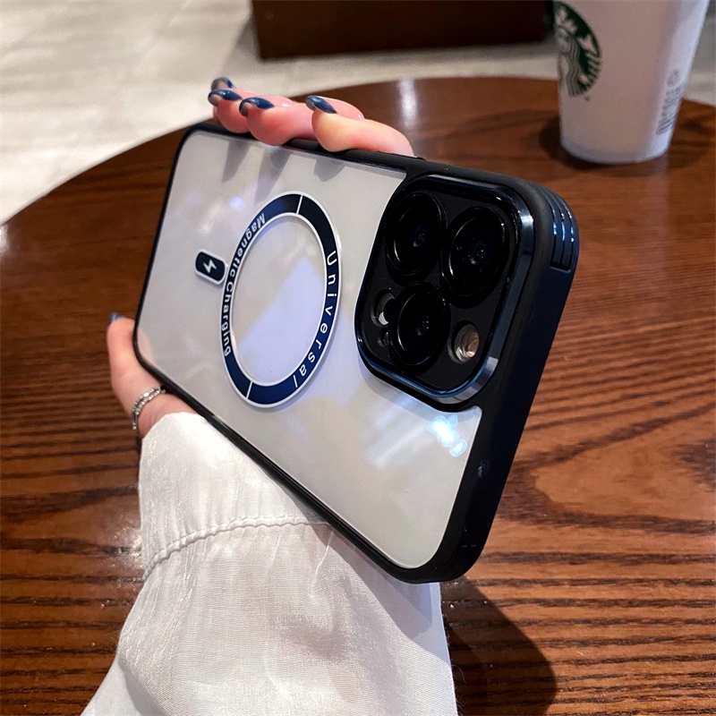 Ốp Điện Thoại Cứng Trong Suốt Từ Tính Có Túi Khí Chống Sốc/Rơi Cho iPhone 12 13 Pro Max ip13