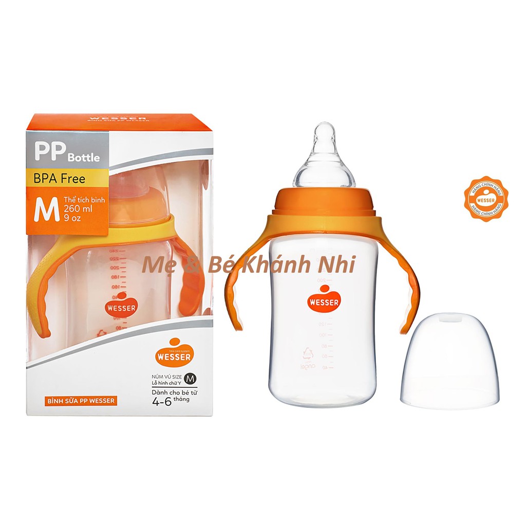 [Mã 267FMCGSALE giảm 8% đơn 500K] Bình Sữa Wesser Cổ Rộng PP Bottle 180ML/ 260ML  FREESHIP  Bình Sữa Cổ Rộng Wesser