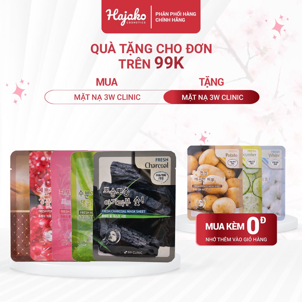 [Hàng Chính Hãng] Mặt Nạ Dưỡng Ẩm Trắng Da Hàn Quốc 3W Clinic Mask Sheet 23ml