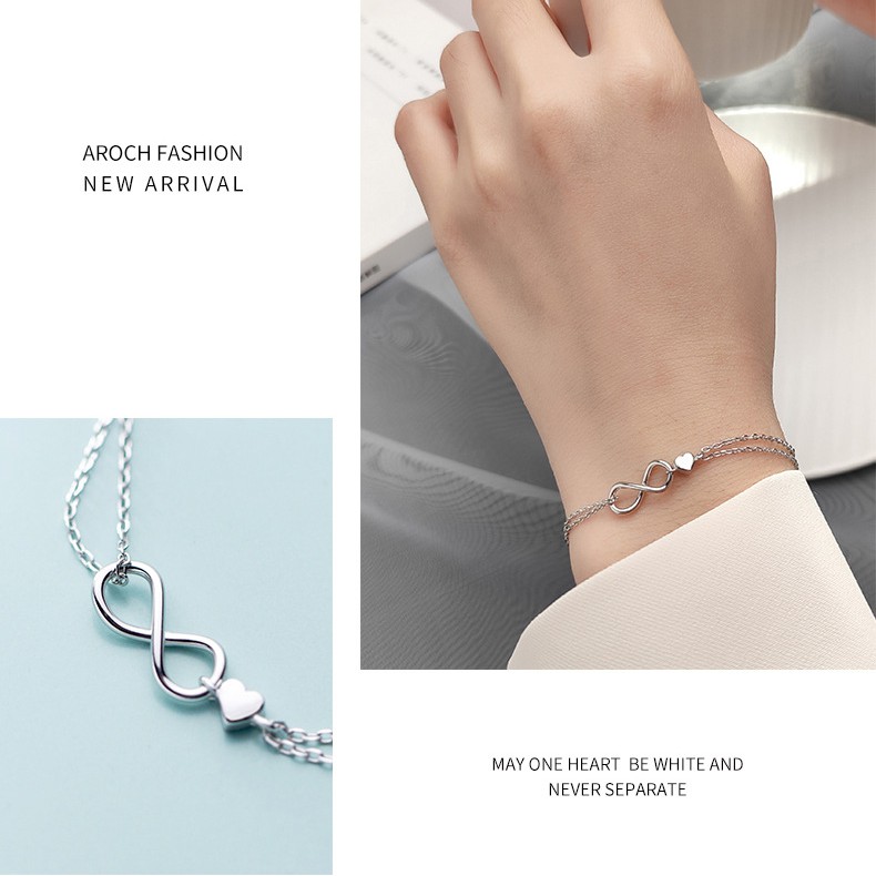 Vòng tay nữ bạc mạ 925 cao cấp hình vô cực phong cách nhẹ nhàng hàn quốc trang sức CINLA VT004