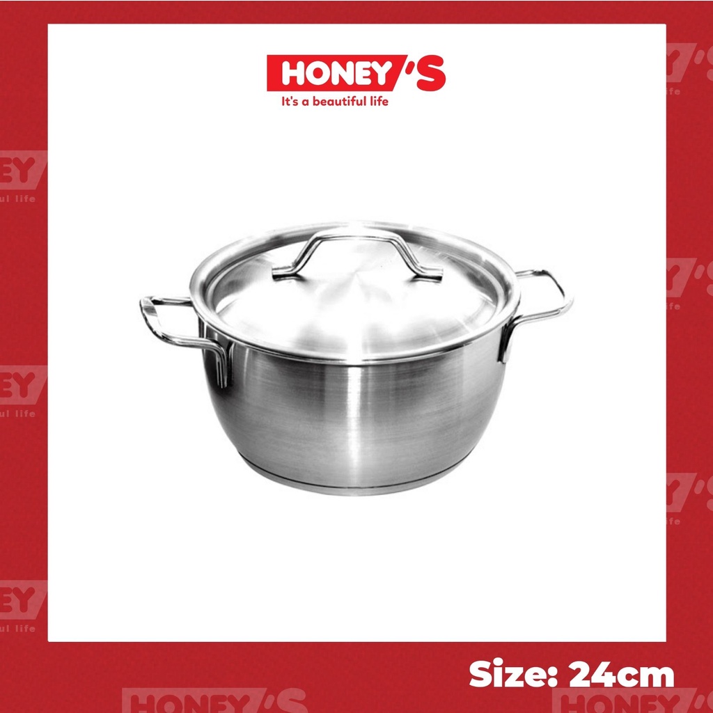 Nồi inox 3 Đáy Honey's HO-P02S2401 - 24cm, chất lượng tốt, bền, dày dặn - bảo hành 10 năm