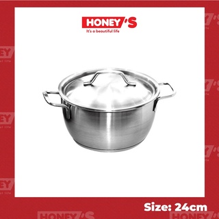 Nồi inox 3 đáy honey's ho-p02s2401 - 24cm, chất lượng tốt, bền, dày dặn - bảo hành 10 năm