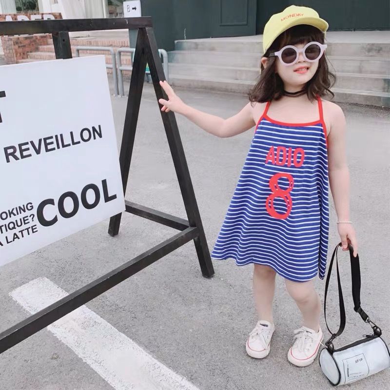Đầm 2 dây kiểu Hàn Quốc thời trang mùa hè 2023 cho bé gái