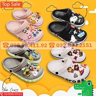 Giày dép Cross đế bánh mì màu hồng viền hồng đậm tặng thêm 12 sticker cross