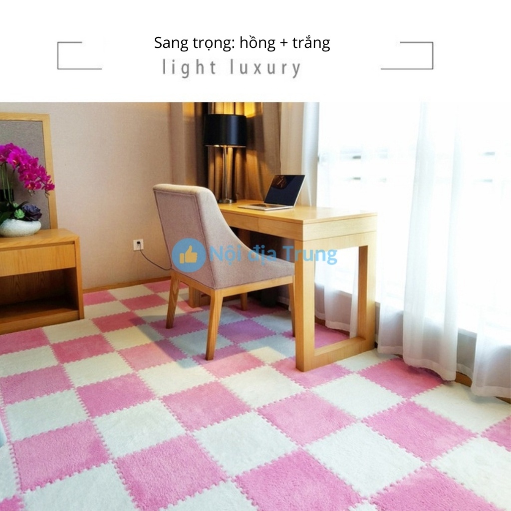 Thảm trải sàn mặt nhung xốp chống trượt cao cấp 30*30