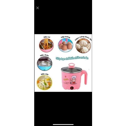 Ca nấu mì lẩu nồi lẩu điện mini có lồng hấp (18cm,2 lớp)