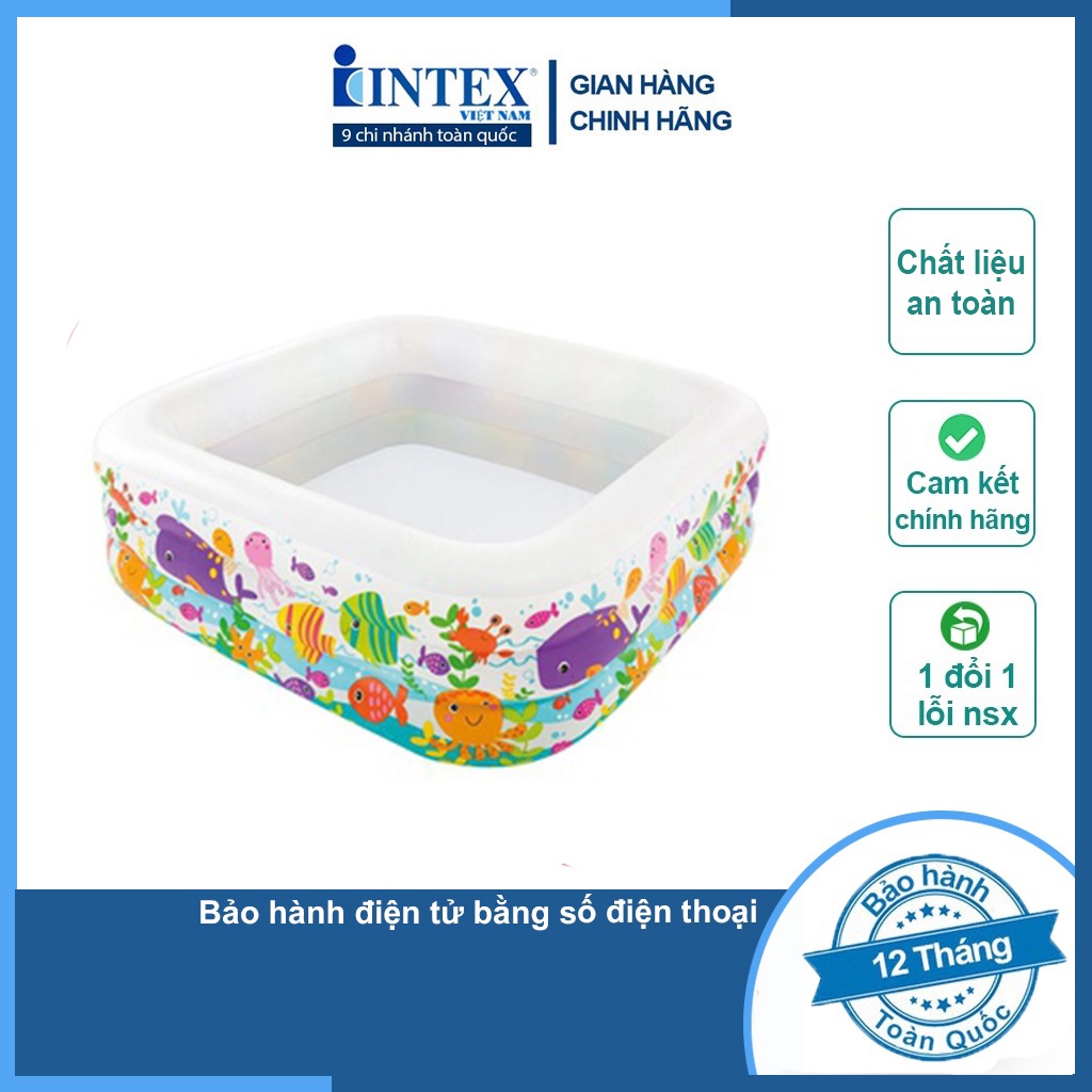 Hồ bơi phao cho bé INTEX 57471, thành bể 3 tầng bơm hơi phù hợp cho trẻ em, bảo hành 12 tháng