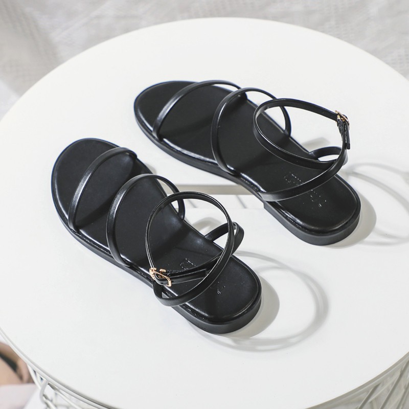 Giày sandal đế phẳng mũi tròn thiết kế quai đan  thoải mái thời trang cho nữ mã BBS38