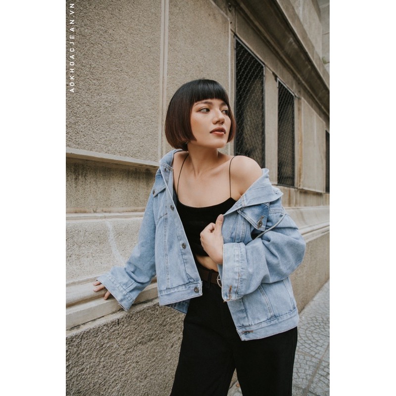 Áo khoác jean CÓ NÓN oversize unisex cá tính