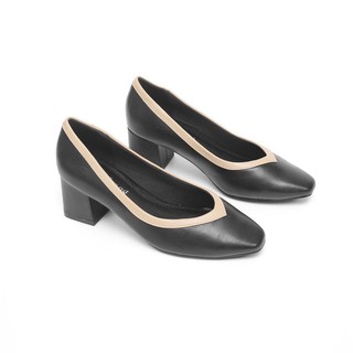 Giày Cao Gót Mũi Vuông Viền Trái Tim Da Cao Cấp 5cm Evashoes - EVA0048