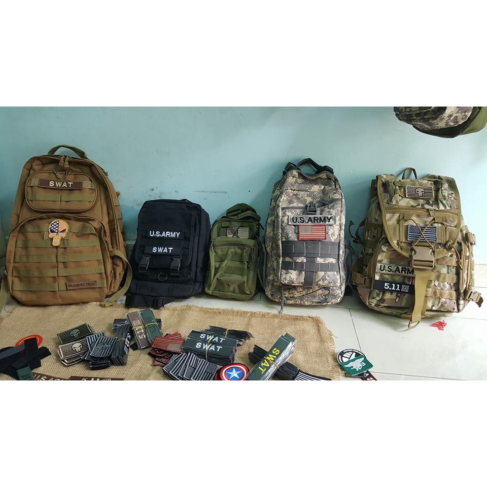 Miếng patch dán logo vải thêu US army Swat 511  trang trí balo 511, balo quần áo nón có mặt bông hoặc may vào