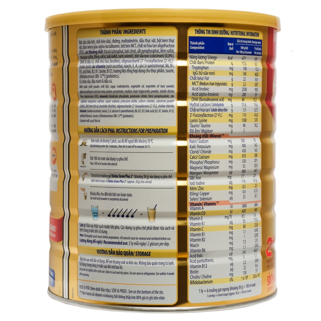 SỮA BỘT DIELAC GROW PLUS ĐỎ 1+/2+ 1.4KG