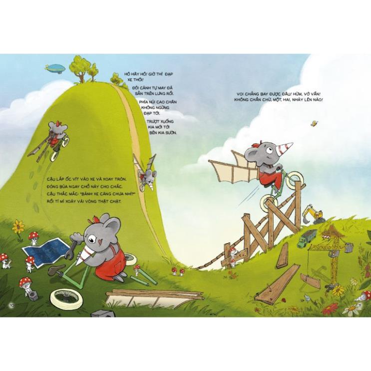 Sách cho bé - Bạn Voi MOKI và giấc mơ được bay -Truyện tranh kết hợp trò chơi , tô màu