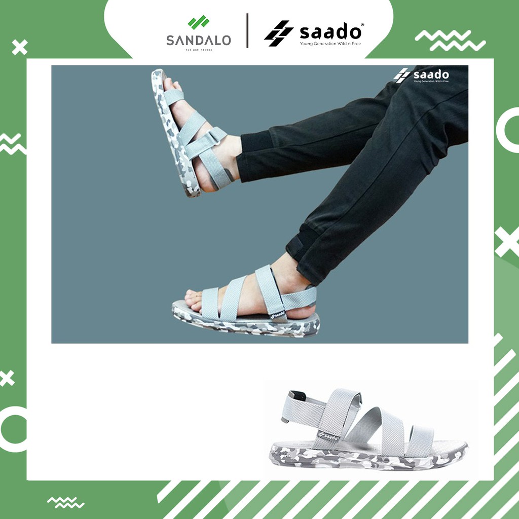 Giày sandal Saado nam nữ CL03 Chất lính Hoàng Gia (Xám mix) - Quai dù, đế phylon, không hôi chân