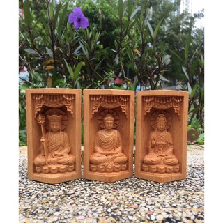  bộ tượng Ta bà tam thánh 10cm gỗ Beech 