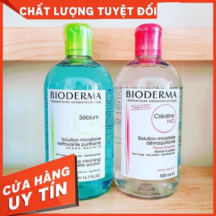 [Chính hãng] Nước Tẩy Trang Bioderma Créaline H2O 500ml màu hồng dàn cho da khô Date Mới Nhất Biodema Nội Địa Pháp .