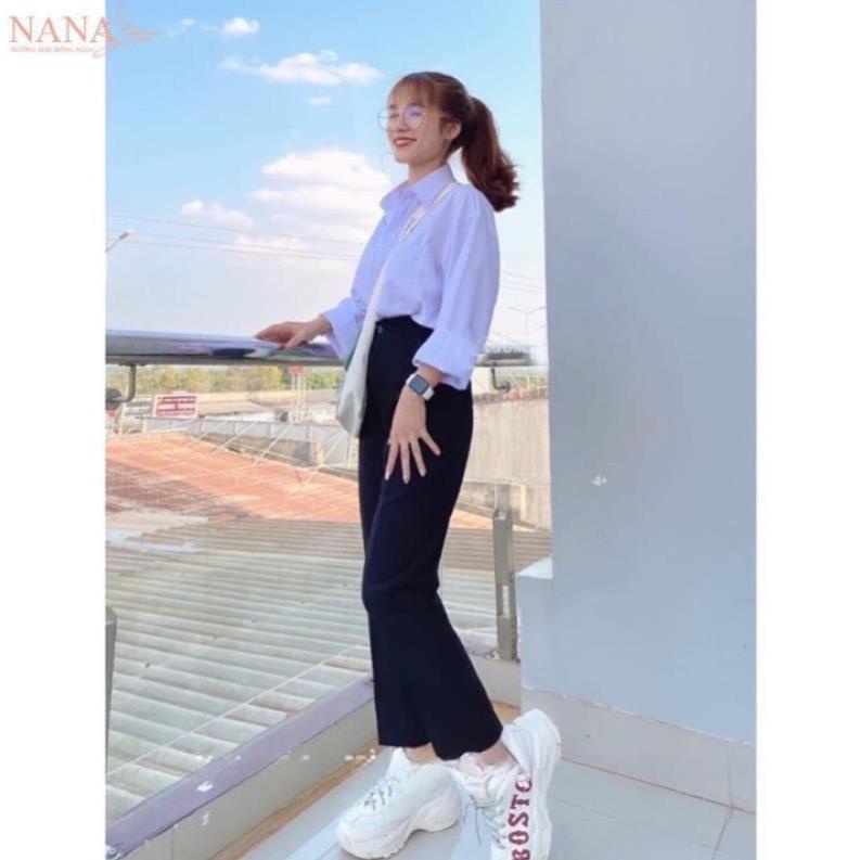 Áo Sơ Mi Nữ Tay Dài Học Sinh Đi Học Có Túi Form Rộng Basic Loại 1( Hàng Sẵn)