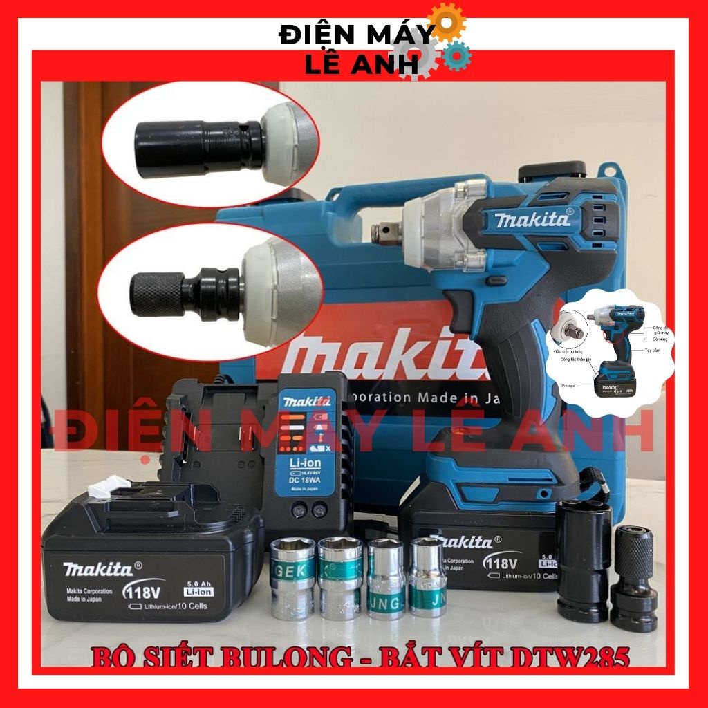 Máy bắn vặn vít siết ốc bulong Makita 118V cầm tay mini giá rẻ 100% đồng KHÔNG CHỔI THAN Pin 10 Cell