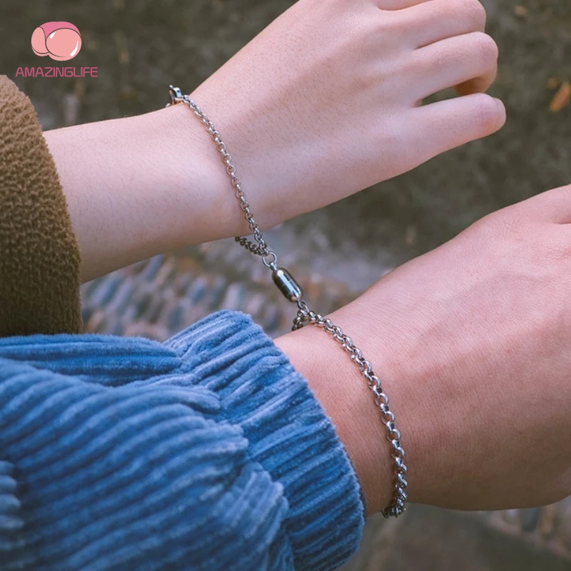 Set 2 Vòng Tay Inox Khóa Trái Tim Thời Trang Cho Cặp Đôi