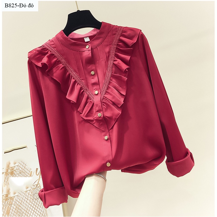 B825 ÁO SƠ MI VIỀN CỔ PHỐI REN