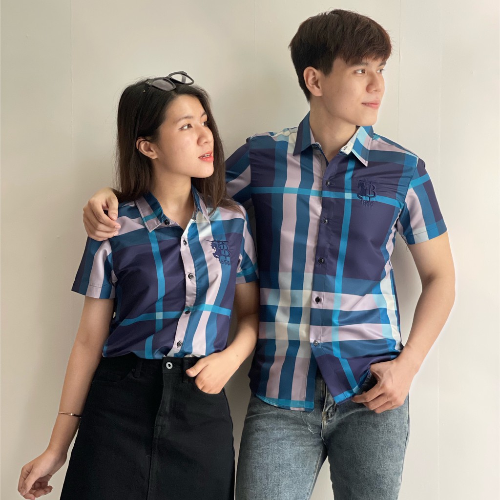 Áo sơ mi Nam cộc tay 💓HÀNG SIÊU CẤP💓 Áo sơ mi kẻ sọc caro Burberry 9 - Chống Nhăn -Thấm Hút M-XXL