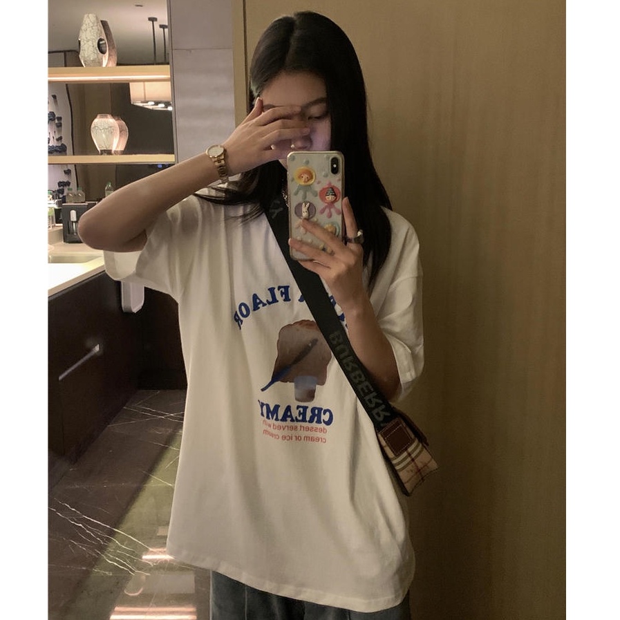 Áo Thun Hàn Quốc Dáng Rộng Ngắn Tay In Chữ 50605