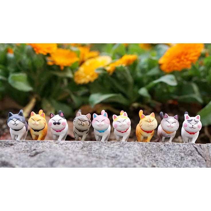 Mô hình những chú mèo đáng yêu 1 set 9 con mèo trang trí và làm 