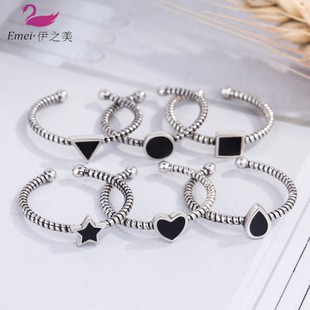 Nhẫn bạc hình học nhẫn nam nữ phong cách Hàn Quốc thiết kế sáng tạo đẹp thời trang quà tặng thời trang