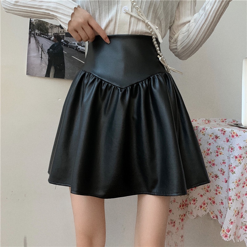 Chân váy bằng da PU lưng cao dáng chữ A phong cách gợi cảm thời trang cho nữ | BigBuy360 - bigbuy360.vn