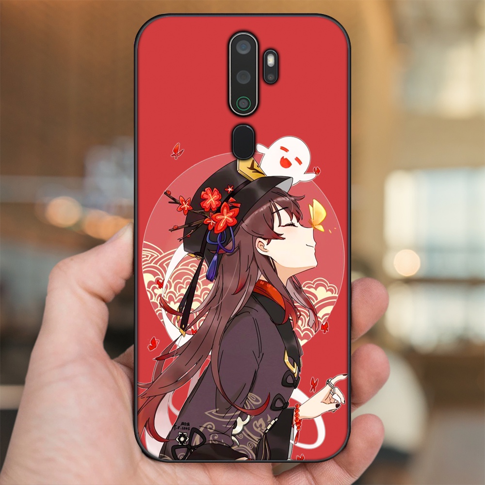 Ốp lưng Oppo A5 2020, A9 2020 viền đen in hình Hutao Genshin Impact