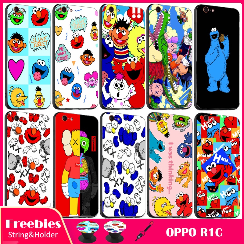 Ốp silicon HọA TiếT Sesame Street VớI VòNg Giá Đỡ + Dây Đeo TiệN DụNg Cho OPPO R1C/R8207/R1X