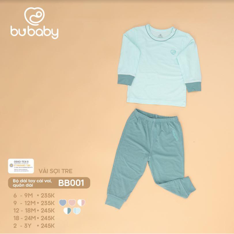 Bu - Bộ quần áo dài tay cài vai vải sợi tre (BB001) - Mầu trơn