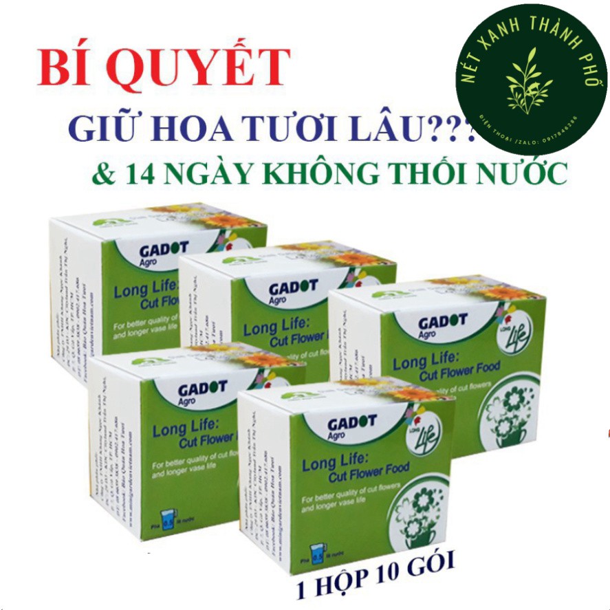 Dưỡng Hoa Tươi Lâu Gadot Longlife nhập từ Israel - gói 5gr, dung dịch cắm hoa lâu tàn