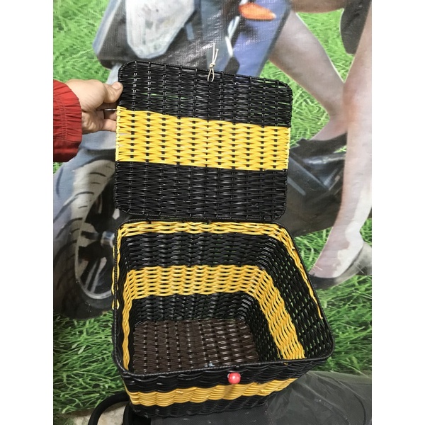 Giỏ mây cao cấp cho xe đạp điện xe máy xe đạp đan ống tròn dầy độ nền cao