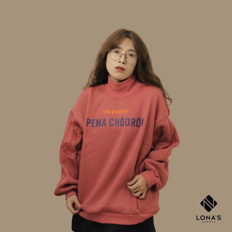 Áo Sweater form rộng màu cam hồng Lonascorner A24002